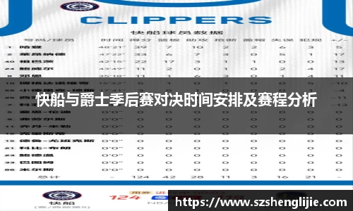 快船与爵士季后赛对决时间安排及赛程分析